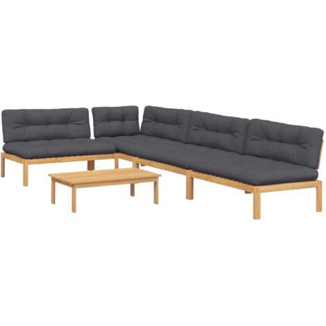 Salon palette de jardin avec coussins 5pcs bois d'acacia massif vidaXL (1/5)