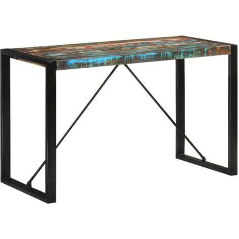 Vidaxl – Table à manger 120x55x76 cm en bois de récupération massif – Acier enduit de poudre – Charme vintage pour espaces modernes