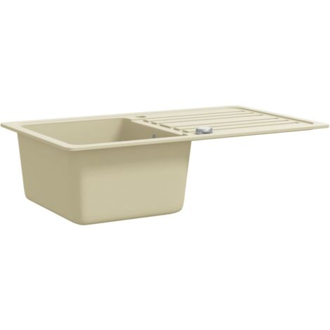 Évier de cuisine Granit Seul lavabo Beige vidaXL