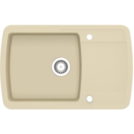 Évier de cuisine Évier à Encastrer Moderne, Evier Sous Plan Granit Seul lavabo Beige vidaXL