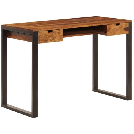 Bureau 110x55x78 cm Bois solide de Sesham Acier vidaXL (1/5)