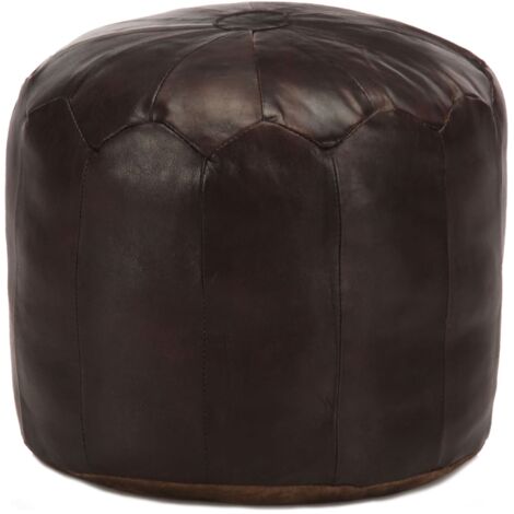 Pouf 40 x 35 cm Marron foncé Cuir véritable de chèvre vidaXL (1/4)