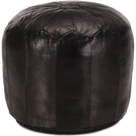 Pouf 40 x 35 cm Noir Cuir véritable de chèvre vidaXL (1/4)