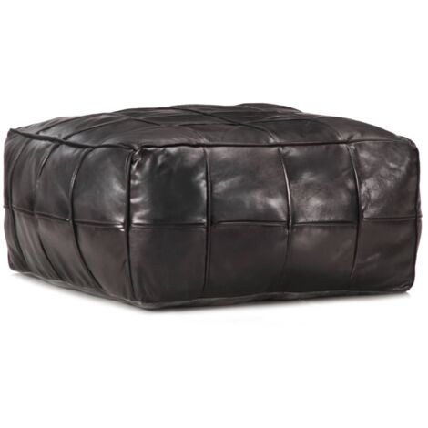 Vidaxl – Pouf en cuir véritable de chèvre noir 60x60x30 cm – Confort optimal pour intérieur – Style moderne et tendance