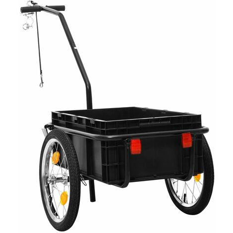 Remorque de vélo/chariot à main 155x60x83 cm acier noir vidaXL
