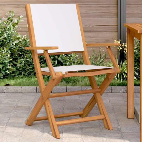 Chaises de jardin lot de 2 blanc crème bois acacia massif tissu vidaXL (1/6)