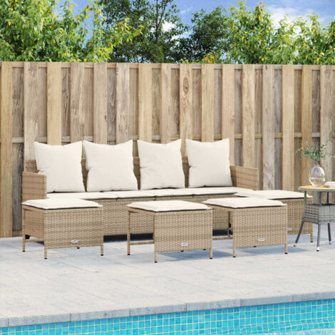Salon de jardin avec coussins 5 pcs beige résine tressée vidaXL (1/5)