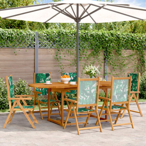 Ensemble à manger de jardin 7 pcs motif de feuilles tissu bois vidaXL (1/5)