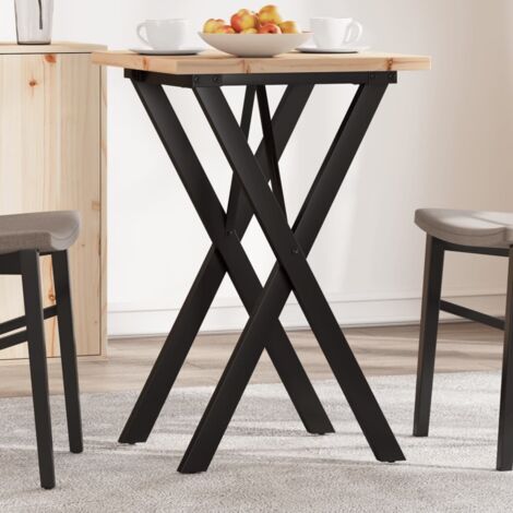 Table à manger cadre en X 50x50x75,5cm bois de pin massif acier vidaXL (1/5)