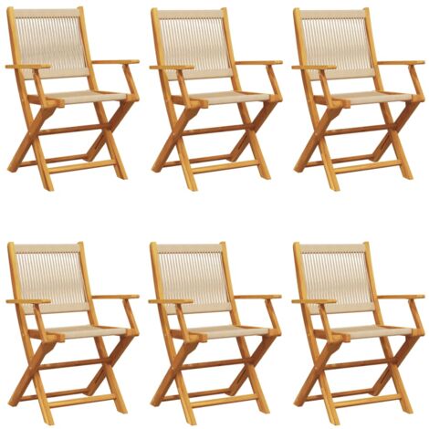 Chaises de jardin pliantes lot de 6 beige bois d'acacia massif vidaXL
