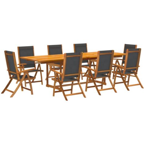 Ensemble à manger de jardin 9pcs bois d'acacia solide textilène vidaXL (1/5)