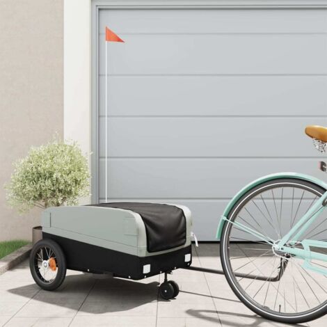 Remorque de vélo noir et gris 30 kg fer vidaXL