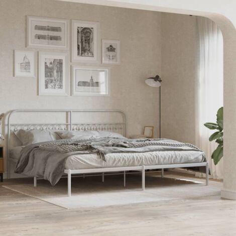 Cadre de lit métal sans matelas et tête de lit blanc 200x200 cm vidaXL (1/5)