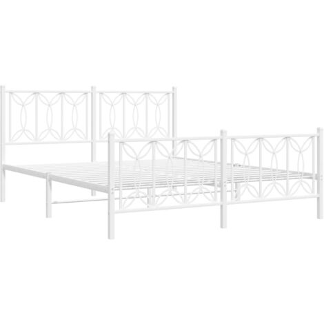 Cadre de lit métal sans matelas et pied de lit blanc 150x200 cm vidaXL (1/5)