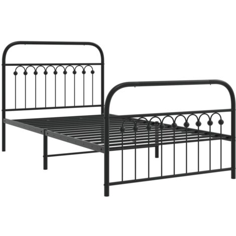 Cadre de lit métal sans matelas et pied de lit noir 100x200 cm vidaXL (1/5)