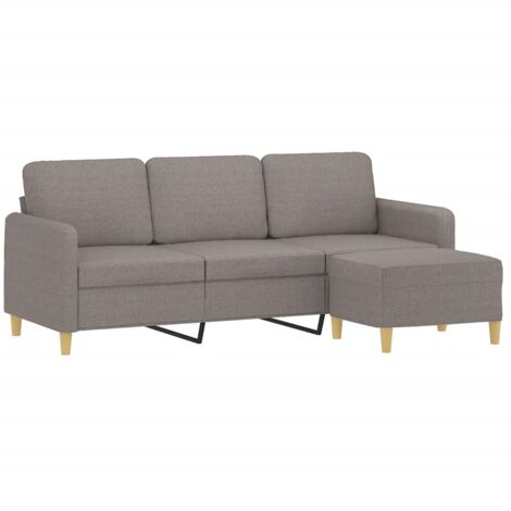 Canapé à 3 places avec repose-pieds Taupe 180 cm Tissu vidaXL (1/5)