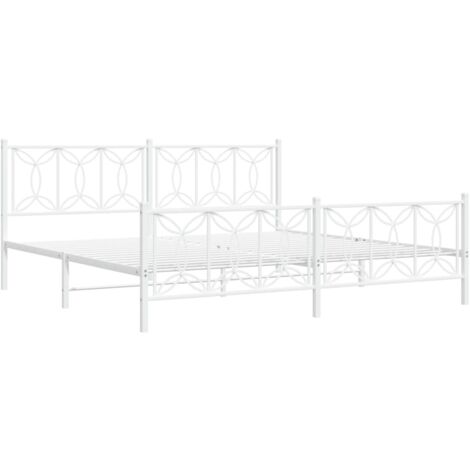 Cadre de lit métal sans matelas et pied de lit blanc 200x200 cm vidaXL (1/5)