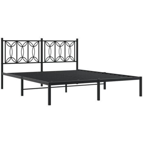 Cadre de lit métal sans matelas avec tête de lit noir 150x200cm vidaXL (1/5)