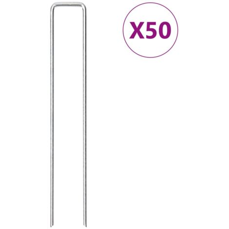 vidaXL Piquets de sol en forme de U 50 pcs 20x3,5 cm acier galvanisé