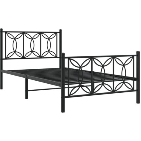 Cadre de lit métal sans matelas et pied de lit noir 100x200 cm vidaXL (1/5)