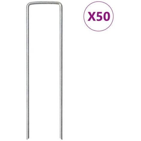 vidaXL Piquets de sol en forme de U 50 pcs 15x3,5 cm acier galvanisé