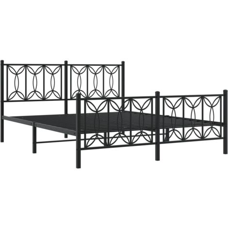 Cadre de lit métal sans matelas avec pied de lit noir 150x200cm vidaXL (1/5)