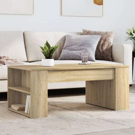 Vidaxl – Table basse fixe en bois d'ingénierie chêne sonoma 102x55x42 cm – Surface lisse et résistante à l'humidité – Grand espace de rangement