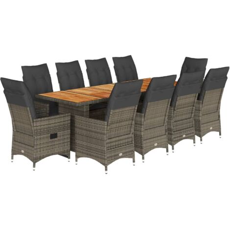 Ensemble de bistro de jardin 11 pcs coussins gris poly rotin vidaXL (1/5)