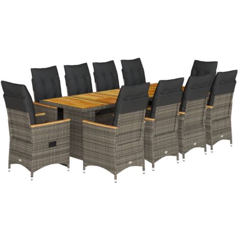 Ensemble de bistro de jardin 11 pcs coussins gris poly rotin vidaXL (1/5)