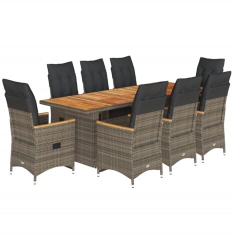 Ensemble de bistro de jardin 9 pcs coussins gris poly rotin vidaXL (1/5)