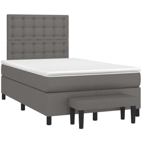 Sommier à lattes de lit avec matelas gris 120x190 cm similicuir vidaXL (1/5)