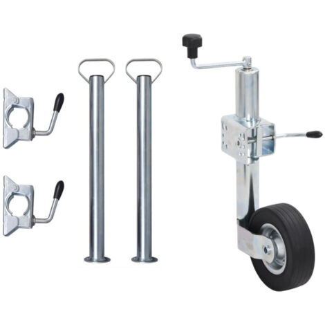 Cric à roue pour remorque 60 mm 2 tubes de soutien 3 pinces vidaXL