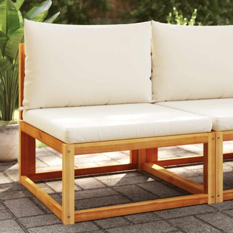 Vidaxl – Canapé de jardin sans accoudoirs en bois d'acacia massif – Dossier en rotin – Coussins épais amovibles – Dimensions 65x65x65cm (1/5)