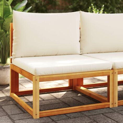 Canapé de jardin sans accoudoirs avec coussins en bois d'acacia et rotin vidaXL