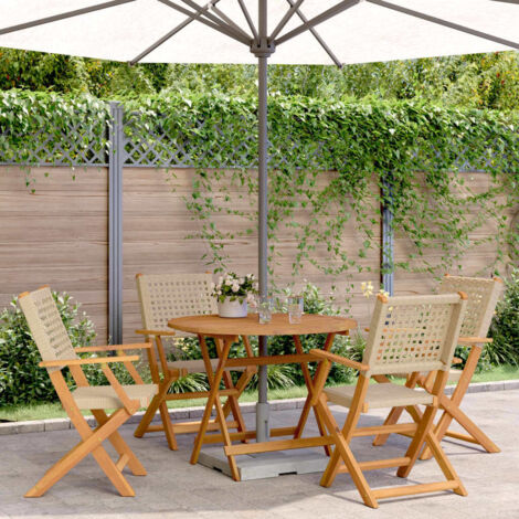Ensemble à manger de jardin 5 pcs résine tressée et bois massif vidaXL (1/5)