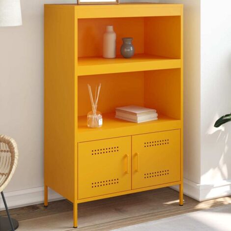 vidaXL Buffet haut jaune moutarde 68x39x113 cm acier (1/6)