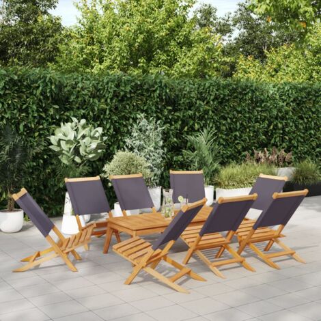 Chaises de jardin pliantes lot de 8 tissu et bois massif vidaXL