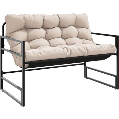 Banc de jardin avec coussin taupe 113 cm acier vidaXL