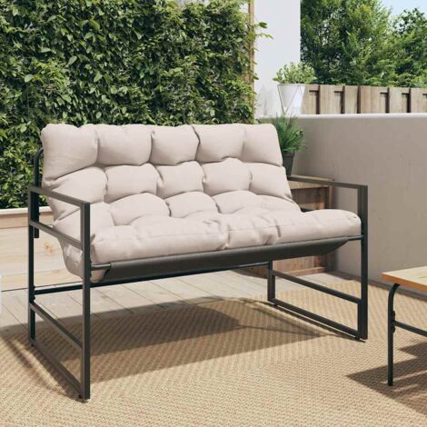Banc de jardin avec coussin taupe 113 cm acier vidaXL