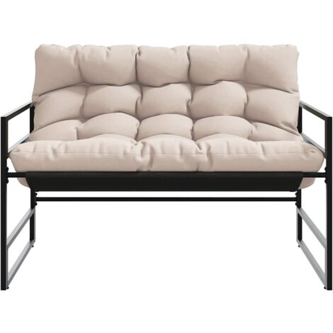 Banc de jardin avec coussin taupe 113 cm acier vidaXL