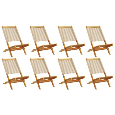 Chaises de jardin pliantes lot de 8 beige bois d'acacia massif vidaXL