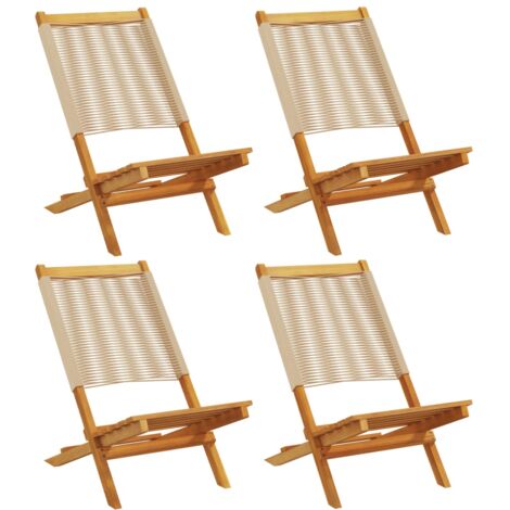 Chaises de jardin pliantes lot de 4 beige bois d'acacia massif vidaXL