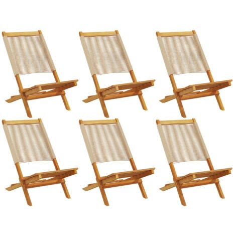 Chaises de jardin pliantes lot de 6 beige bois d'acacia massif vidaXL