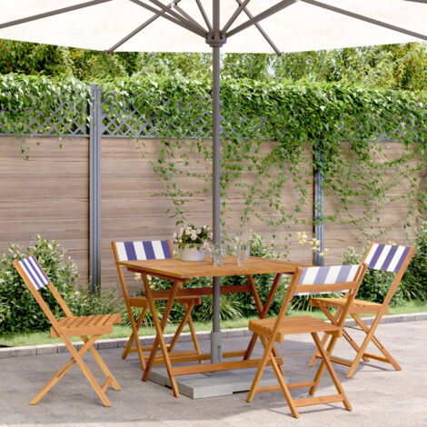 Ensemble à manger de jardin 5 pcs bleu blanc tissu bois massif vidaXL (1/5)
