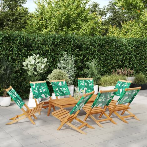 Chaises de jardin pliantes lot de 8 vert tissu et bois massif vidaXL