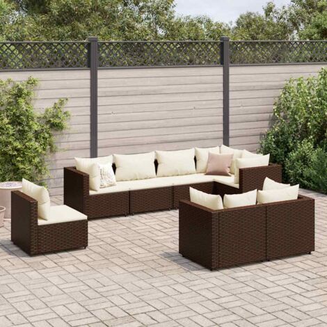 Salon de jardin avec coussins 8 pcs marron résine tressée vidaXL (1/5)