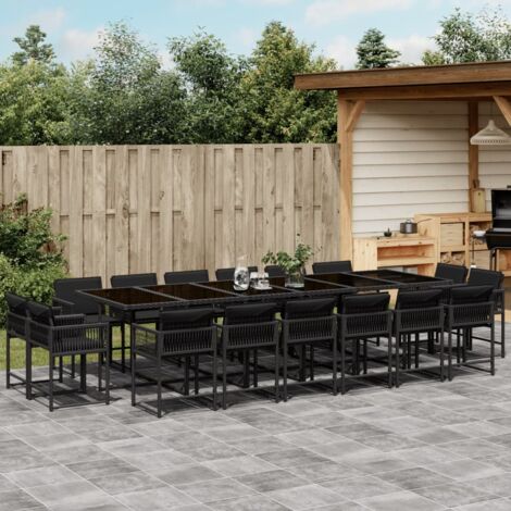 Ensemble à manger de jardin 17 pcs coussins noir résine tressée vidaXL (1/5)