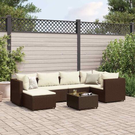 Salon de jardin avec coussins 7 pcs marron résine tressée vidaXL (1/5)