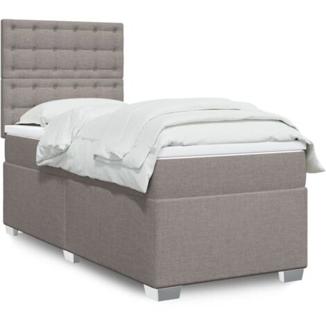 Sommier à lattes de lit avec matelas Taupe 90x190 cm Tissu vidaXL (1/5)