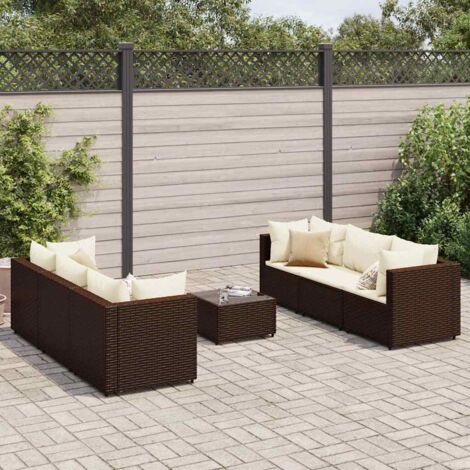 Salon de jardin avec coussins 7 pcs marron résine tressée vidaXL (1/5)